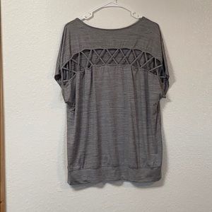 Maurices SilverGrey cross cross back work out Tee